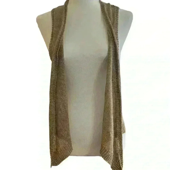 LAUREN CONRAD Gold Sparkle Vest Size Large - Picture 8 of 8